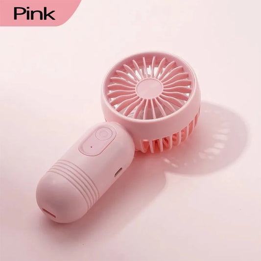 Mini Handheld Fan 3-Speed Strong Wind USB Rechargeable Long Lasting Portable Desk Fan for Students Office Outdoor Travel Camping