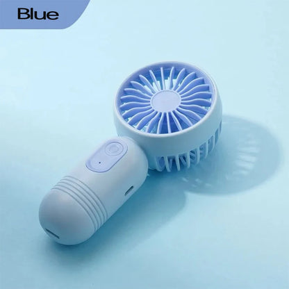 Mini Handheld Fan 3-Speed Strong Wind USB Rechargeable Long Lasting Portable Desk Fan for Students Office Outdoor Travel Camping